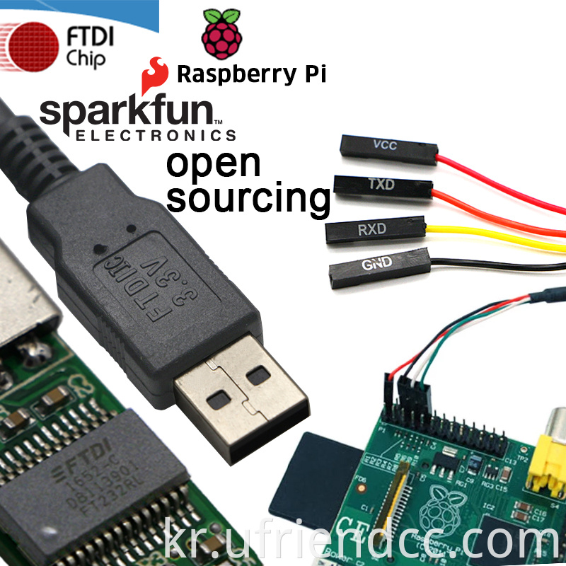 호환성 Win10 FTDI UART TTL 5V 3.3V USB to RS232 직렬 케이블 터미널 VCC GND TX RX 용 Raspberry Pi